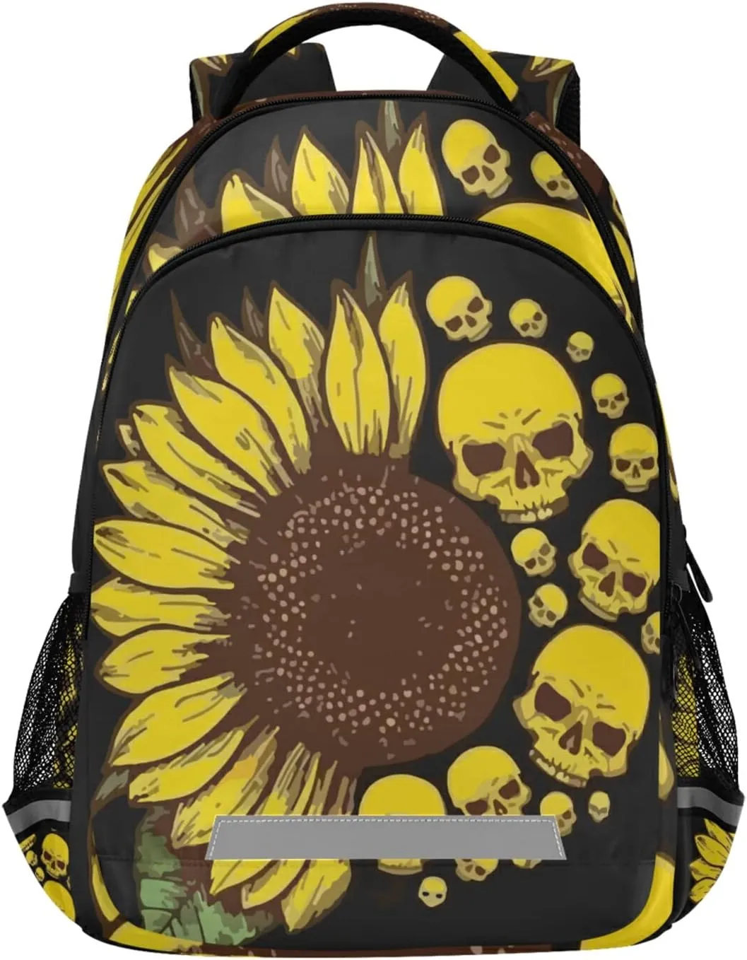 panksolu Skull & Sunflowers Backpacks Lightweight Laptop Backpack School Book Bag Travel Hiking Daypack for Women Men Teens Kids One Size