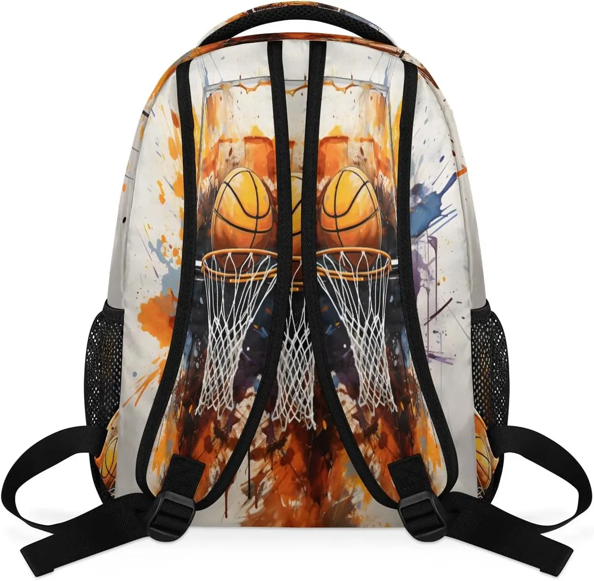 Pardick Backpacks for Girls Boys, Watercolor Sport Basketball Travel Backpack Laptop Backpack Waterproof School Backpack Bookbags for Teens Kids Backpack with Multiple Pocket