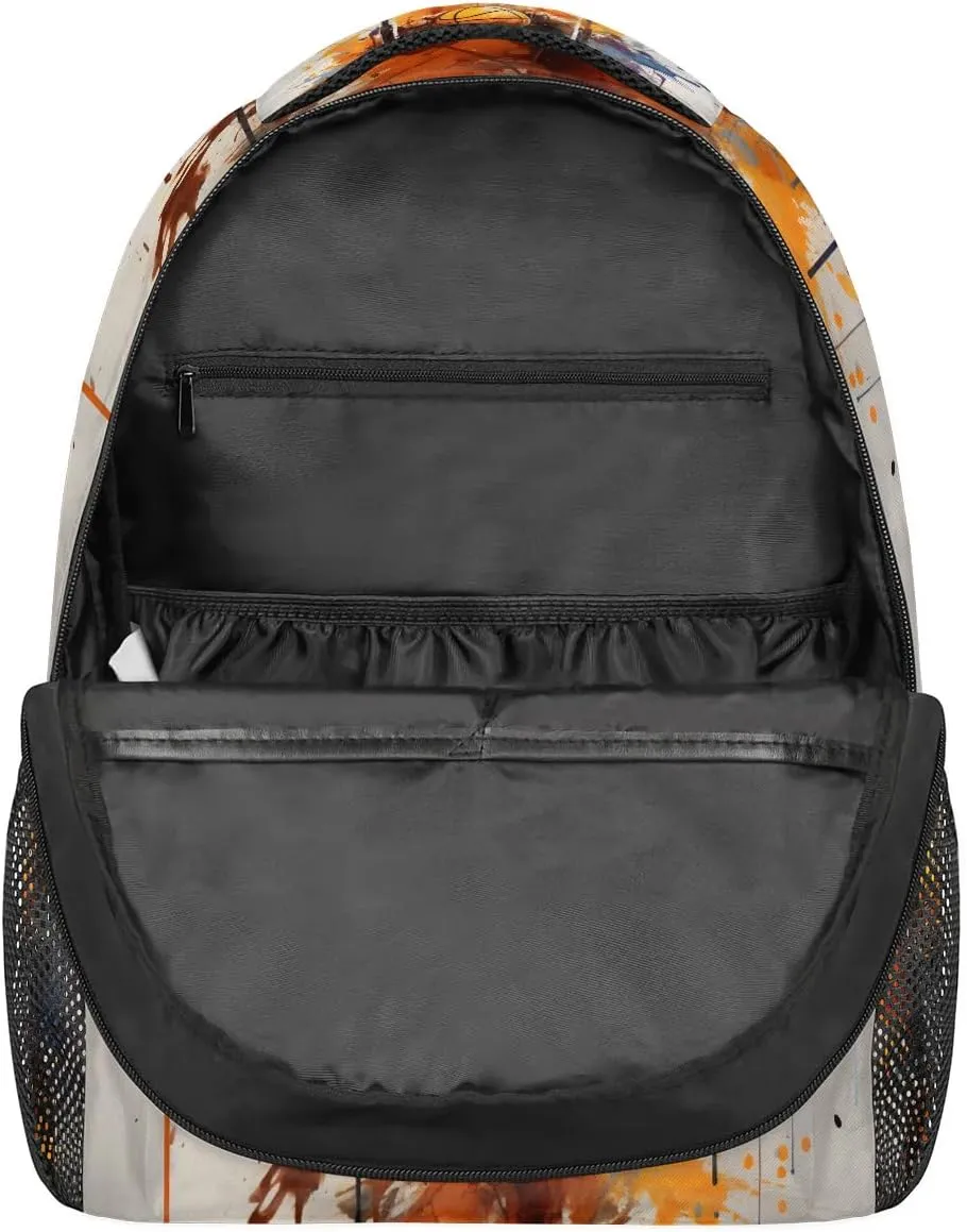 Pardick Backpacks for Girls Boys, Watercolor Sport Basketball Travel Backpack Laptop Backpack Waterproof School Backpack Bookbags for Teens Kids Backpack with Multiple Pocket