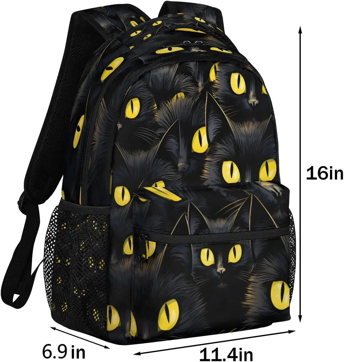 Pardick Black Cat Eyes Backpacks for Girls Boys, Travel Backpack Laptop Backpack Waterproof School Backpack Bookbags for Teens Kids Backpack with Multiple Pocket