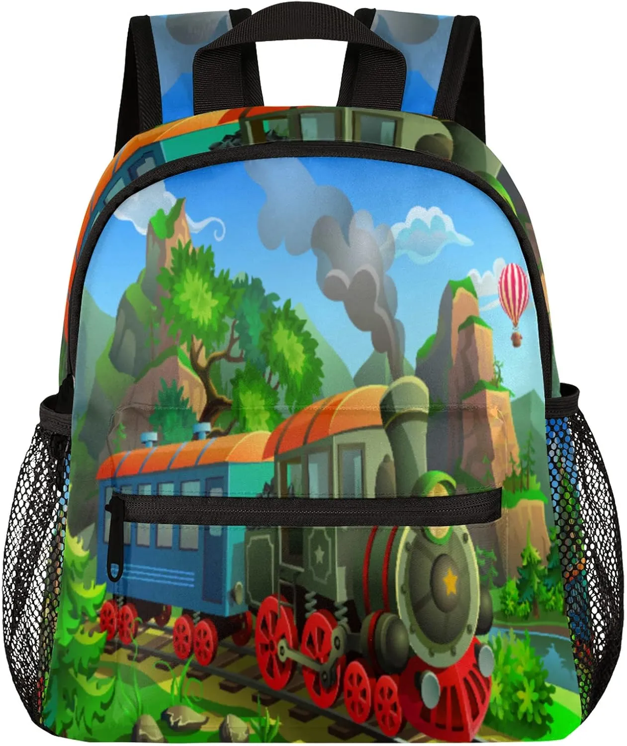 Pardick Vintage Steam Train Kids Backpack Cute Train Toddler Backpack for Boys Girls with Chest Strap Lightweight Kindergarten Children Schoolbag Nursery Elementary Travel Bag