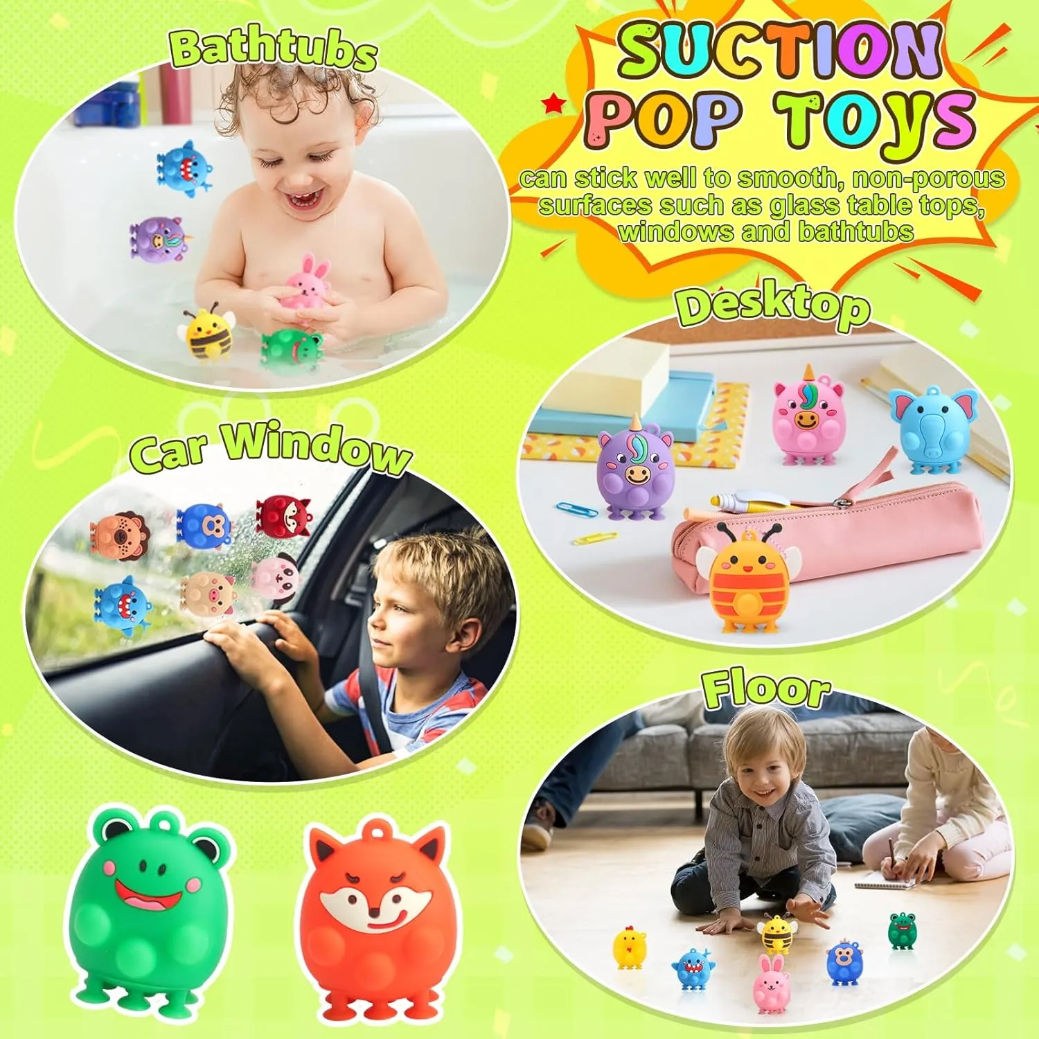Party Favors for Kids - 24pcs 3D Animal Pop Fidget Toys Bulk for Goodie Bag Stuffers, Treasure Box Toys for Classroom, Pinata Stuffers Carnival Prizes, Bath Suction Toys for Toddlers