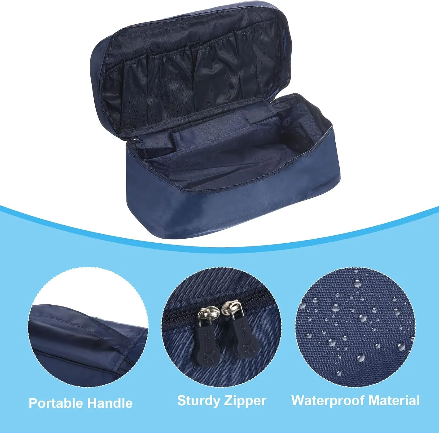 PATIKIL Portable Underwear Storage Bag, Waterproof Bra Toiletry Travel Organizer Pack Cube Cosmetic Bag, Navy Blue