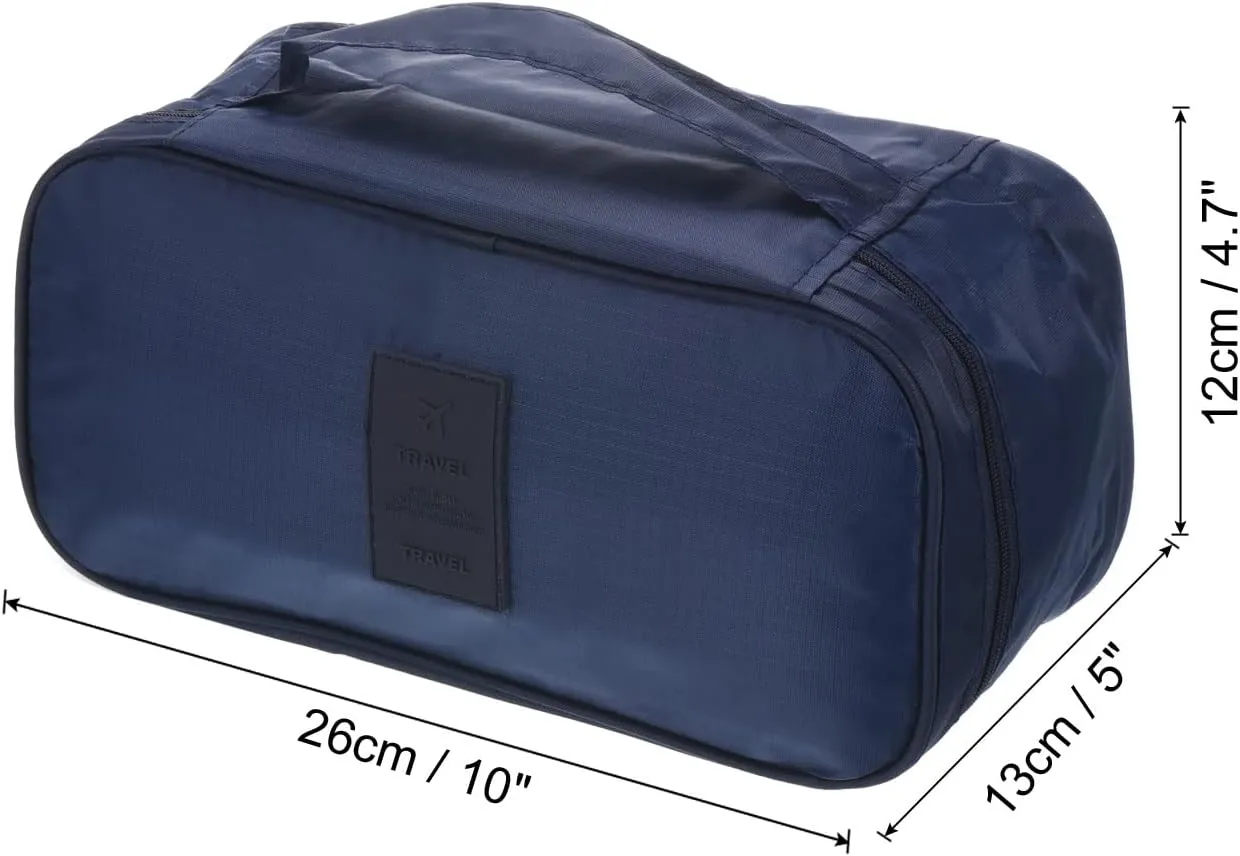 PATIKIL Portable Underwear Storage Bag, Waterproof Bra Toiletry Travel Organizer Pack Cube Cosmetic Bag, Navy Blue