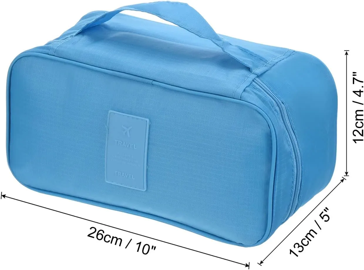 PATIKIL Portable Underwear Storage Bag, Waterproof Bra Toiletry Travel Organizer Pack Cube Cosmetic Bag, Sky Blue