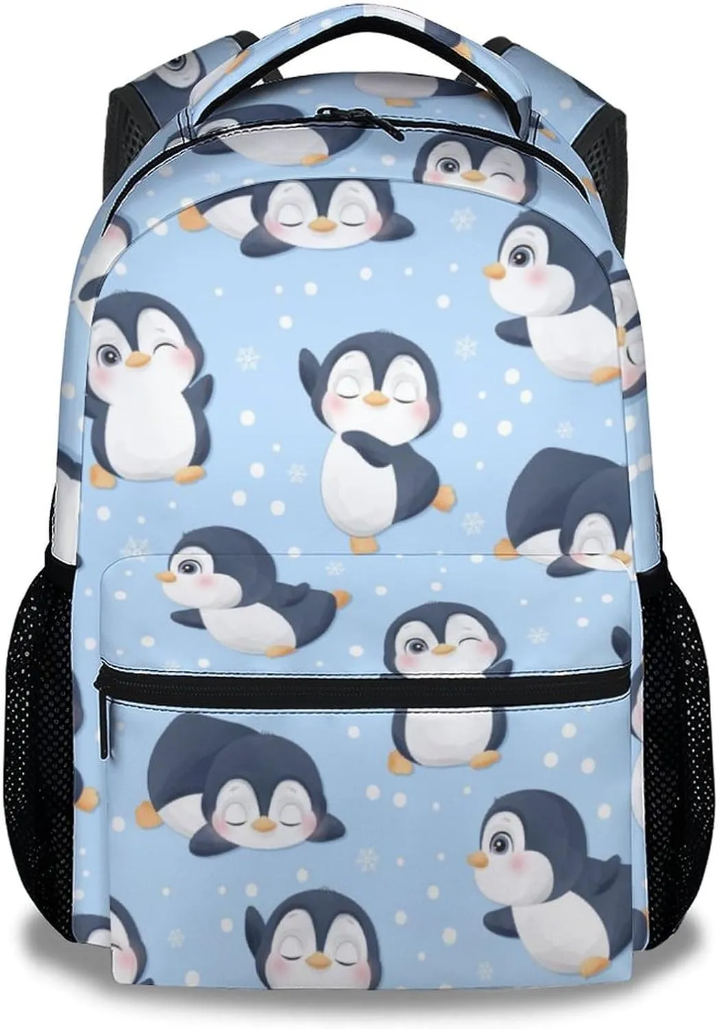 Penguin Backpacks for Girls, 16 Inch Cute Backpack for School, Blue, Large Capacity, Durable, Lightweight Bookbag for Boys Travel