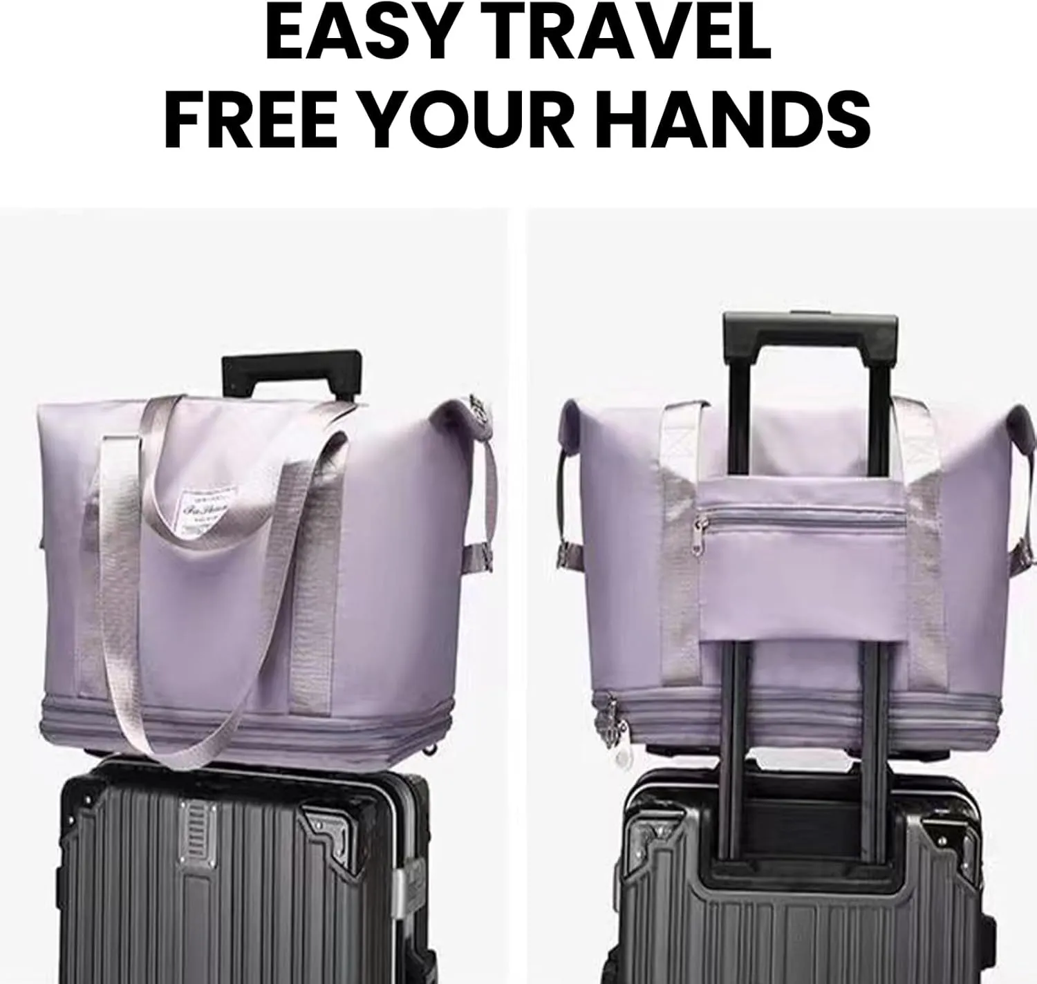 Pepepo Travel Bag with Wheels-(2025 New Large Capacity Travel Bag - Universal Wheel Removable) (Gray,Wheel-equipped)