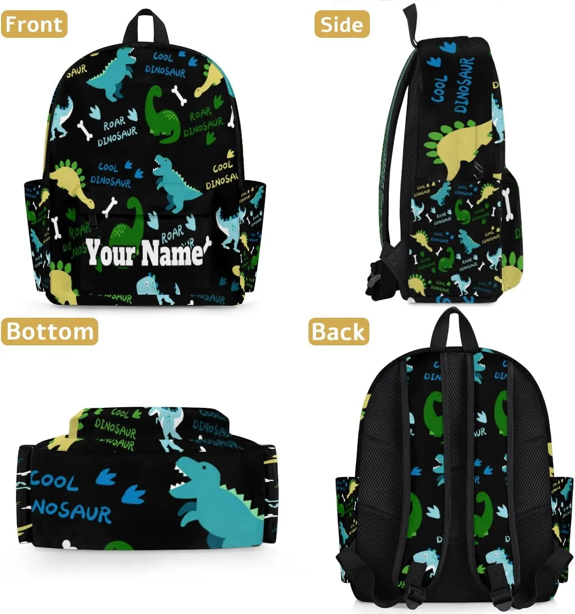 Personalized Cute Alphabet Dinosaur Preschool Toddler Backpack for Boys Girls Custom Kids Name Small Bookbags Kindergarten Elementary Backpack, Dinosaurs
