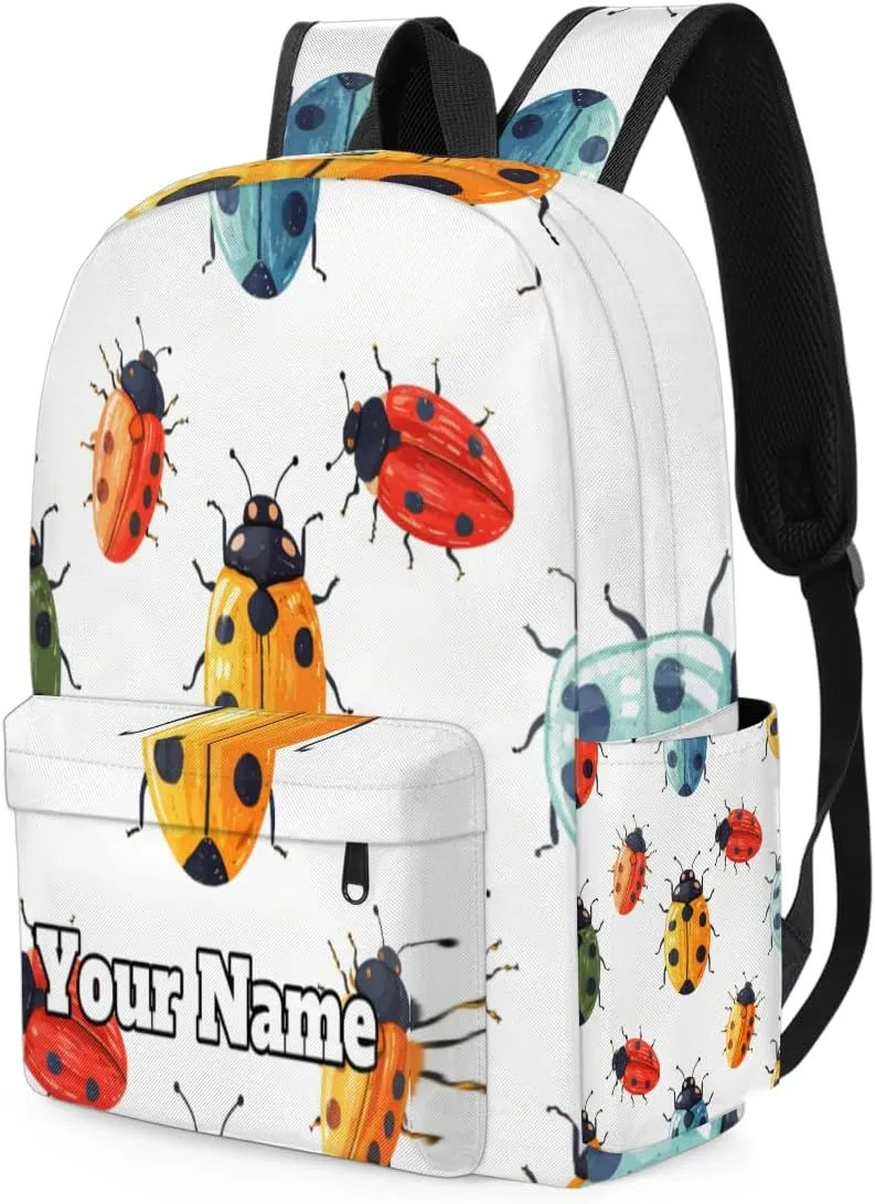 Personalized Cute Cartoon Ladybird Preschool Toddler Backpack for Boys Girls Custom Kids Name Small Bookbags Kindergarten Elementary Backpack, Cute Ladybirds