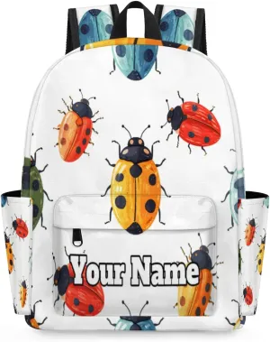 Personalized Cute Cartoon Ladybird Preschool Toddler Backpack for Boys Girls Custom Kids Name Small Bookbags Kindergarten Elementary Backpack, Cute Ladybirds