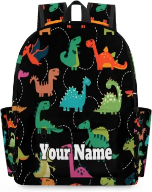 Personalized Cute Dinosaur Preschool Toddler Backpack for Boys Girls Custom Kids Name Small Bookbags Kindergarten Elementary Backpack, Colorful Dinosaurs