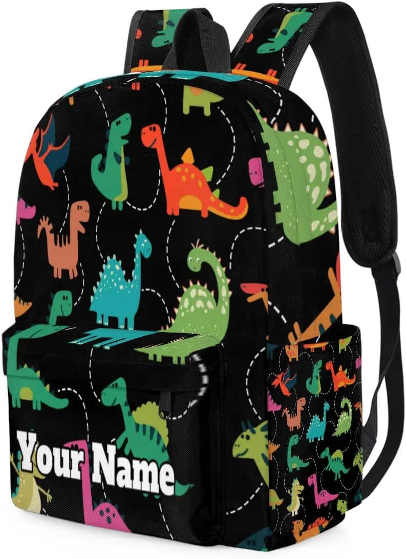 Personalized Cute Dinosaur Preschool Toddler Backpack for Boys Girls Custom Kids Name Small Bookbags Kindergarten Elementary Backpack, Colorful Dinosaurs