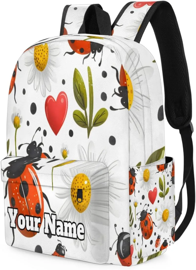 Personalized Cute Ladybugs Preschool Toddler Backpack for Boys Girls Custom Kids Name Small Bookbags Kindergarten Elementary Backpack, Daisy Floral