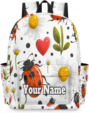Personalized Cute Ladybugs Preschool Toddler Backpack for Boys Girls Custom Kids Name Small Bookbags Kindergarten Elementary Backpack, Daisy Floral