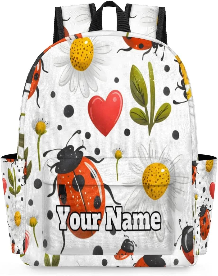 Personalized Cute Ladybugs Preschool Toddler Backpack for Boys Girls Custom Kids Name Small Bookbags Kindergarten Elementary Backpack, Daisy Floral