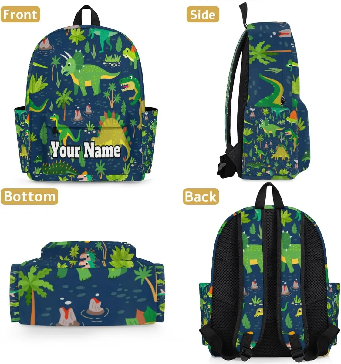 Personalized Dinosaur Preschool Toddler Backpack for Boys Girls Custom Kids Name Small Bookbags Kindergarten Elementary Backpack, Wild Dinosaur