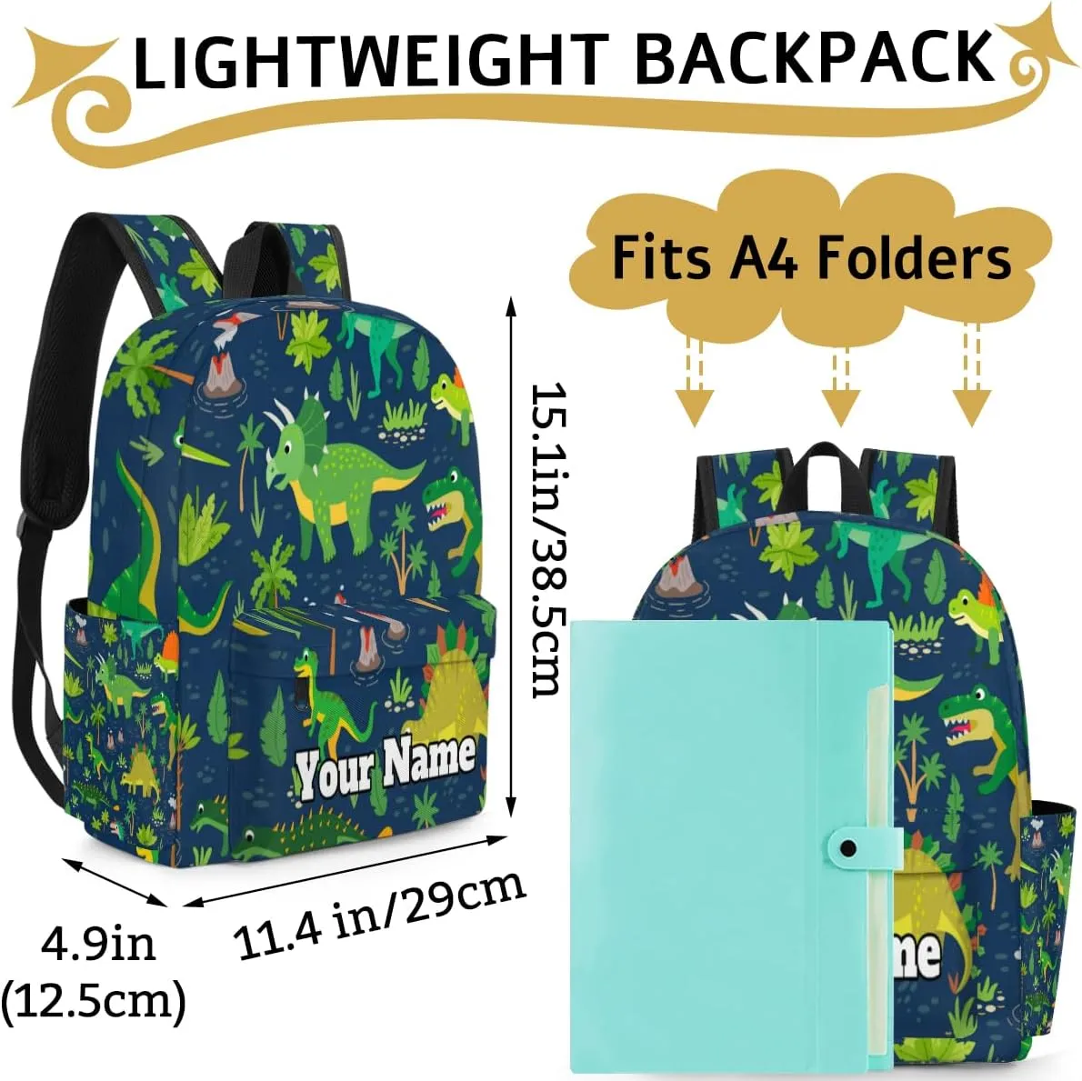 Personalized Dinosaur Preschool Toddler Backpack for Boys Girls Custom Kids Name Small Bookbags Kindergarten Elementary Backpack, Wild Dinosaur