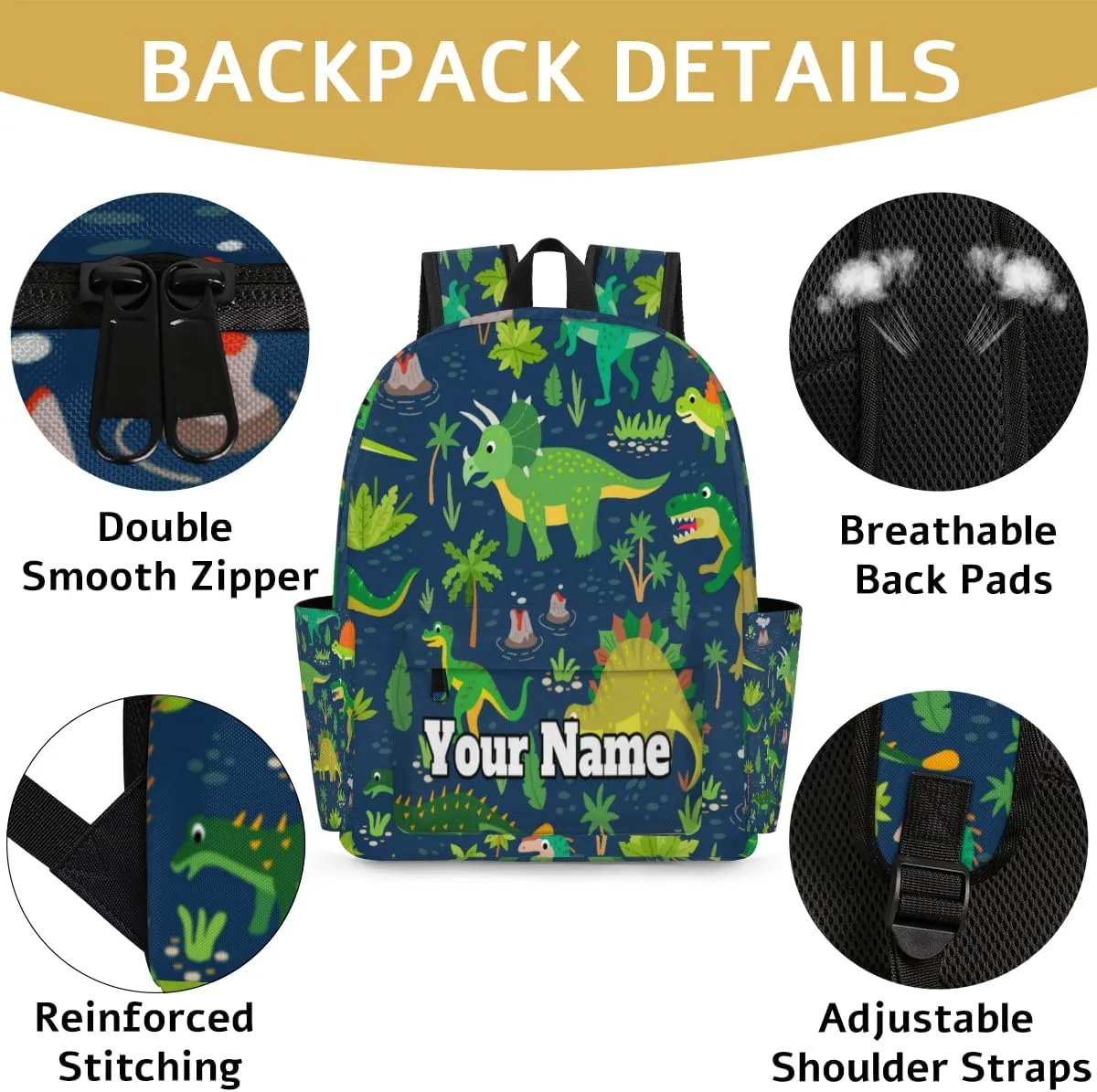 Personalized Dinosaur Preschool Toddler Backpack for Boys Girls Custom Kids Name Small Bookbags Kindergarten Elementary Backpack, Wild Dinosaur