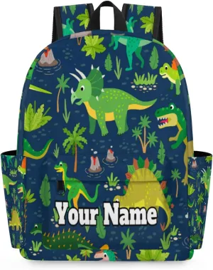 Personalized Dinosaur Preschool Toddler Backpack for Boys Girls Custom Kids Name Small Bookbags Kindergarten Elementary Backpack, Wild Dinosaur