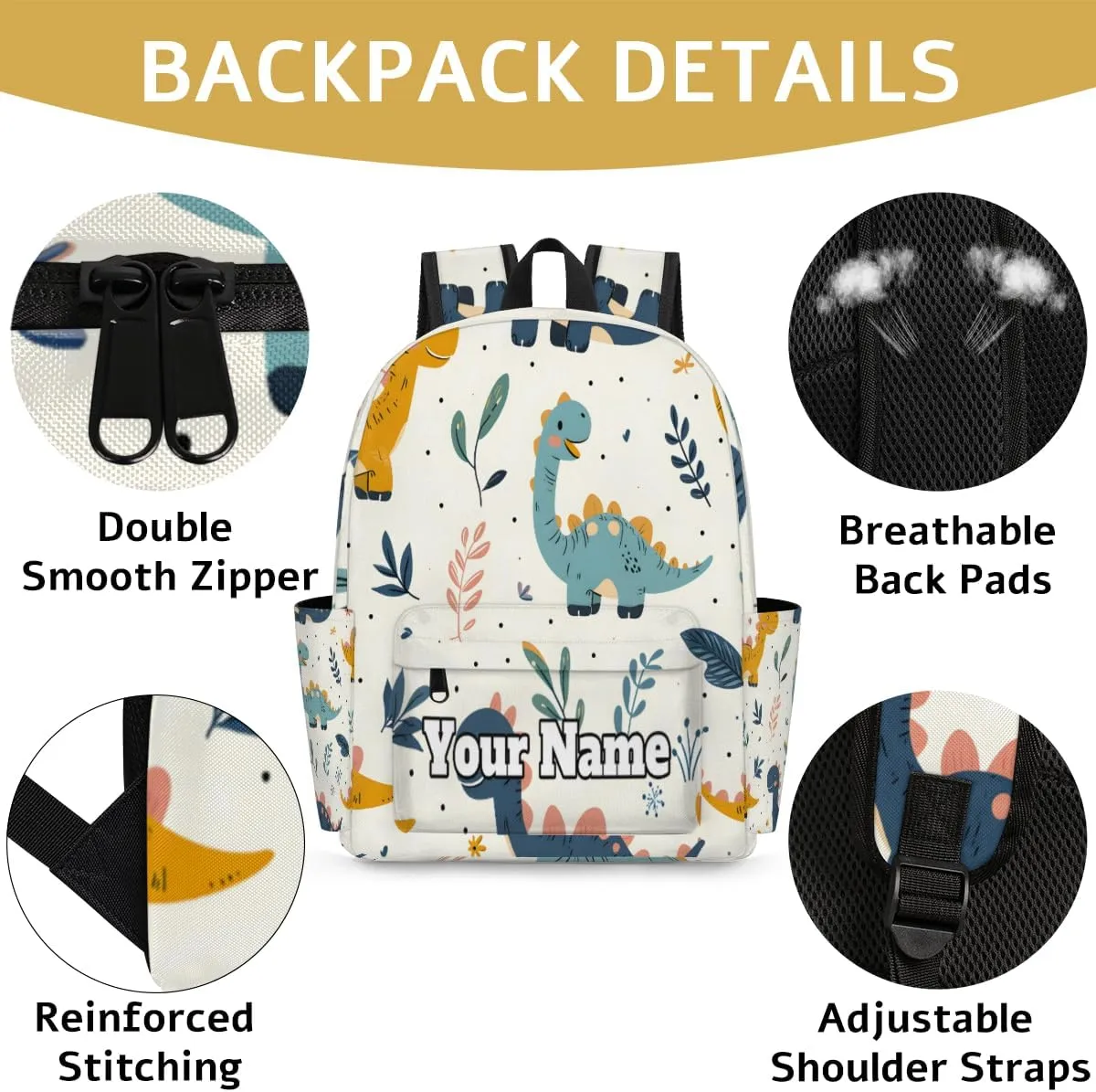 Personalized Dinosaurs Preschool Toddler Backpack for Boys Girls Custom Kids Name Small Bookbags Kindergarten Elementary Backpack, Funny Dinosaurs