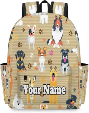 Personalized Dog Preschool Toddler Backpack for Boys Girls Custom Kids Name Small Bookbags Kindergarten Elementary Backpack, Dog Breeds Profiles Pets