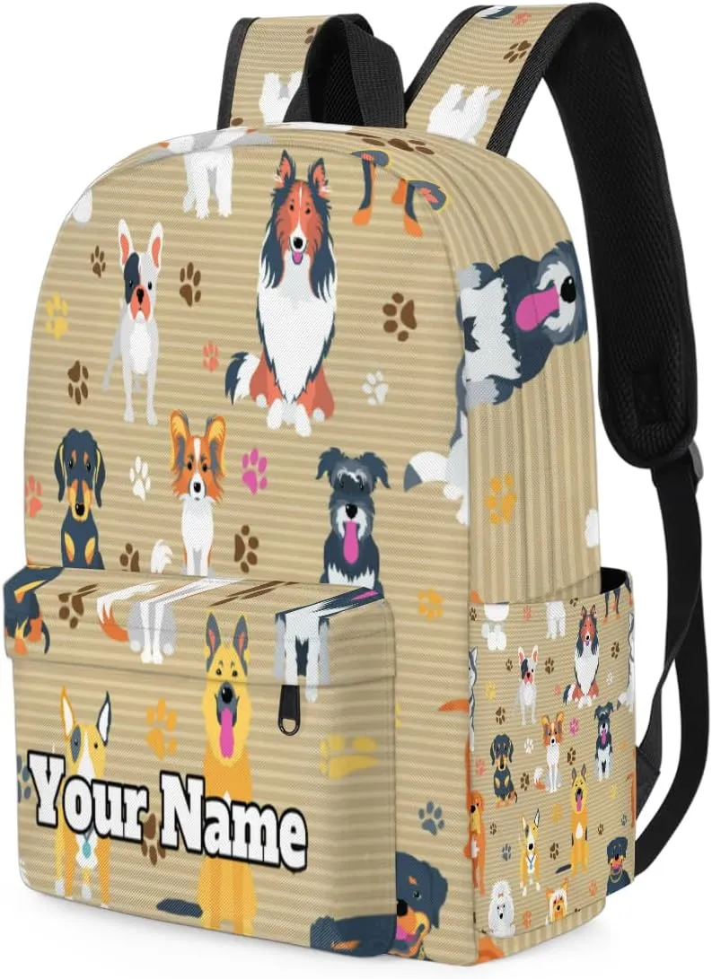 Personalized Dog Preschool Toddler Backpack for Boys Girls Custom Kids Name Small Bookbags Kindergarten Elementary Backpack, Dog Breeds Profiles Pets