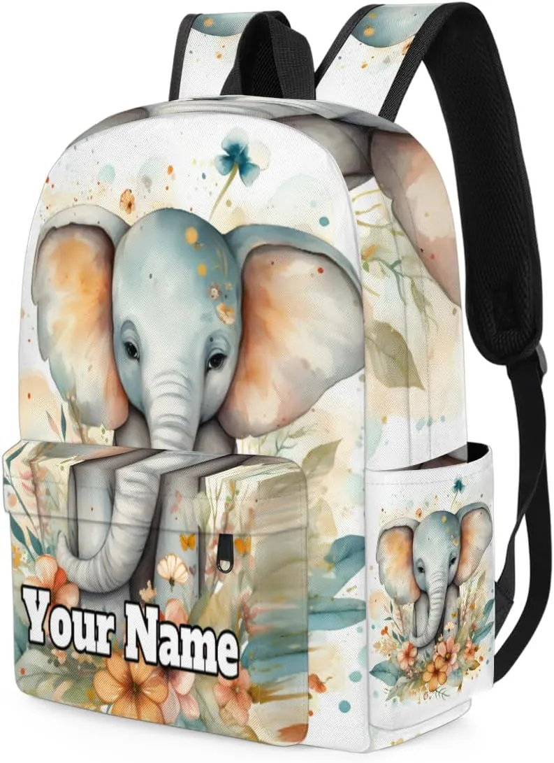 Personalized Elephant Preschool Toddler Backpack for Boys Girls Custom Kids Name Small Bookbags Kindergarten Elementary Backpack, Animals