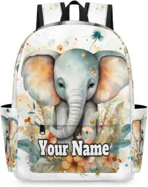 Personalized Elephant Preschool Toddler Backpack for Boys Girls Custom Kids Name Small Bookbags Kindergarten Elementary Backpack, Animals
