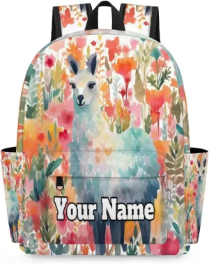 Personalized Llama Alpaca Preschool Toddler Backpack for Boys Girls Custom Kids Name Small Bookbags Kindergarten Elementary Backpack, Cute Alpaca