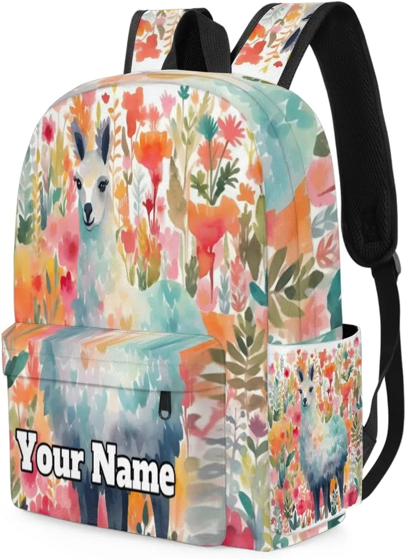 Personalized Llama Alpaca Preschool Toddler Backpack for Boys Girls Custom Kids Name Small Bookbags Kindergarten Elementary Backpack, Cute Alpaca