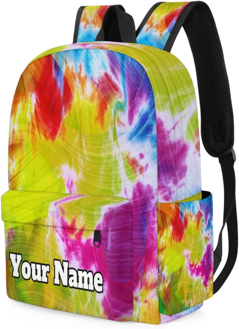Personalized Rainbow Tie Dye Preschool Toddler Backpack for Boys Girls Custom Kids Name Small Bookbags Kindergarten Elementary Backpack, Abstract Tie Dye