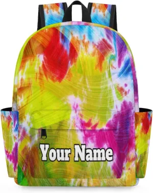 Personalized Rainbow Tie Dye Preschool Toddler Backpack for Boys Girls Custom Kids Name Small Bookbags Kindergarten Elementary Backpack, Abstract Tie Dye