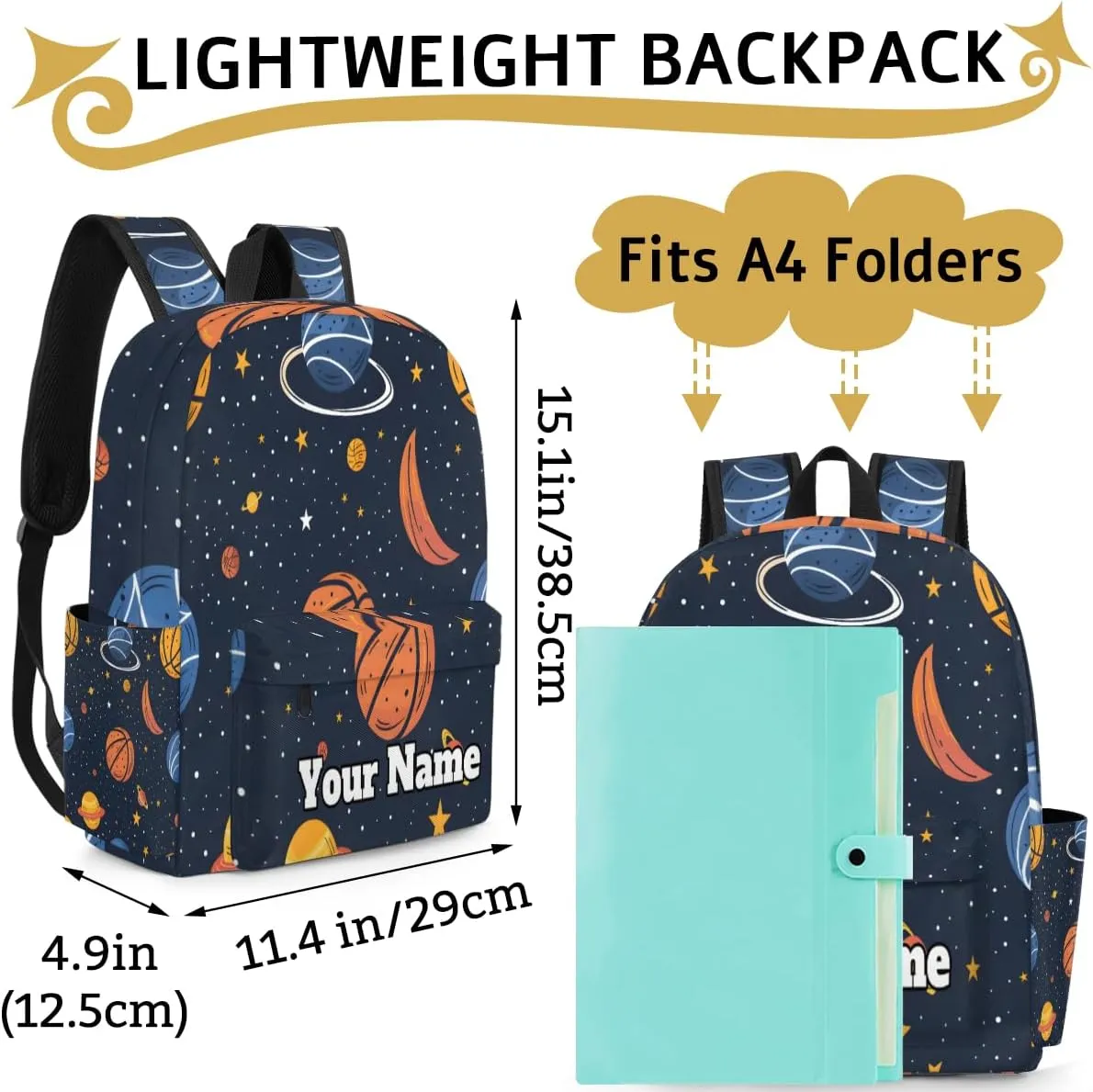 Personalized Sports Basketball Preschool Toddler Backpack for Boys Girls Custom Kids Name Small Bookbags Kindergarten Elementary Backpack, Universe Solar System