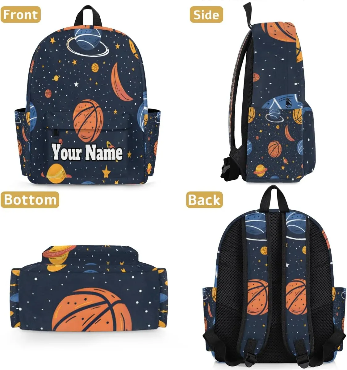 Personalized Sports Basketball Preschool Toddler Backpack for Boys Girls Custom Kids Name Small Bookbags Kindergarten Elementary Backpack, Universe Solar System