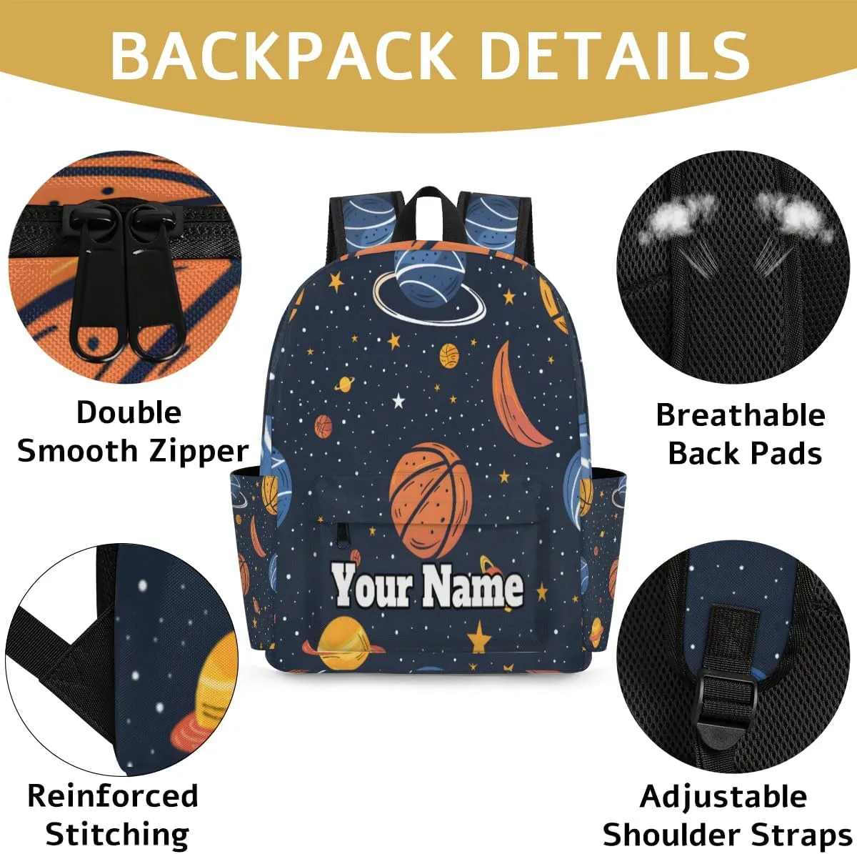 Personalized Sports Basketball Preschool Toddler Backpack for Boys Girls Custom Kids Name Small Bookbags Kindergarten Elementary Backpack, Universe Solar System