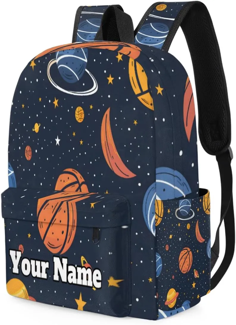 Personalized Sports Basketball Preschool Toddler Backpack for Boys Girls Custom Kids Name Small Bookbags Kindergarten Elementary Backpack, Universe Solar System