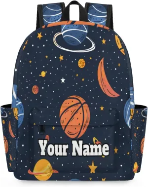Personalized Sports Basketball Preschool Toddler Backpack for Boys Girls Custom Kids Name Small Bookbags Kindergarten Elementary Backpack, Universe Solar System