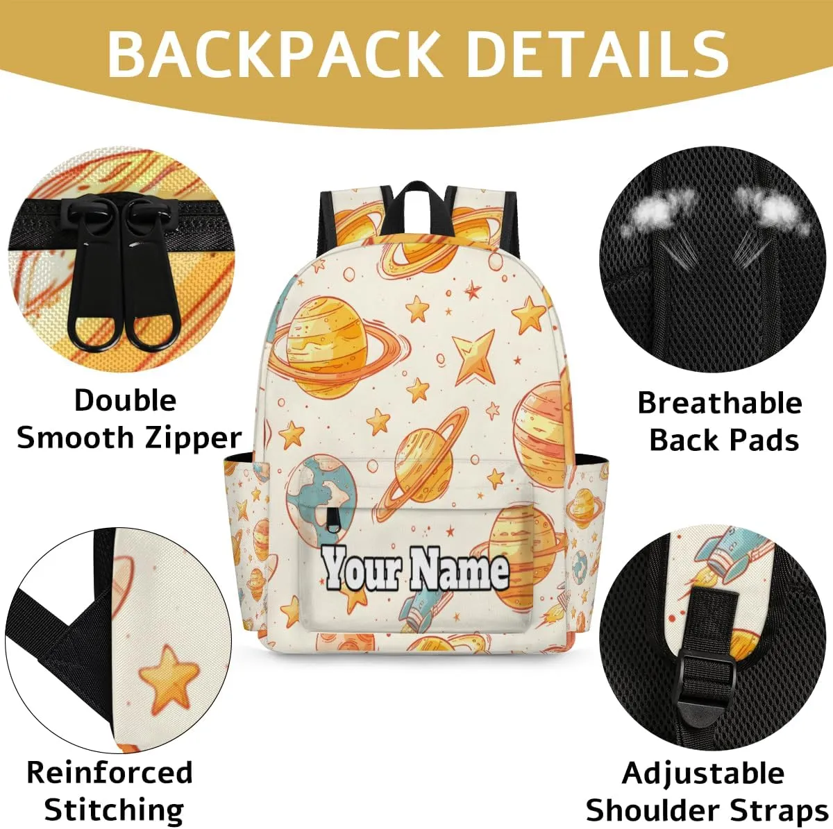 Personalized Starry Sky Preschool Toddler Backpack for Boys Girls Custom Kids Name Small Bookbags Kindergarten Elementary Backpack, Space Planets