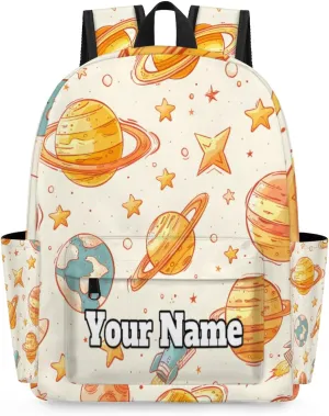 Personalized Starry Sky Preschool Toddler Backpack for Boys Girls Custom Kids Name Small Bookbags Kindergarten Elementary Backpack, Space Planets