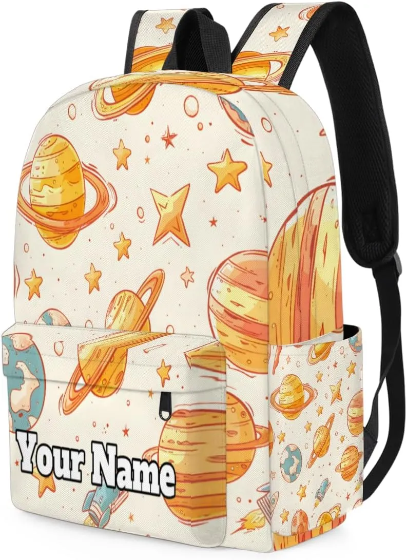 Personalized Starry Sky Preschool Toddler Backpack for Boys Girls Custom Kids Name Small Bookbags Kindergarten Elementary Backpack, Space Planets