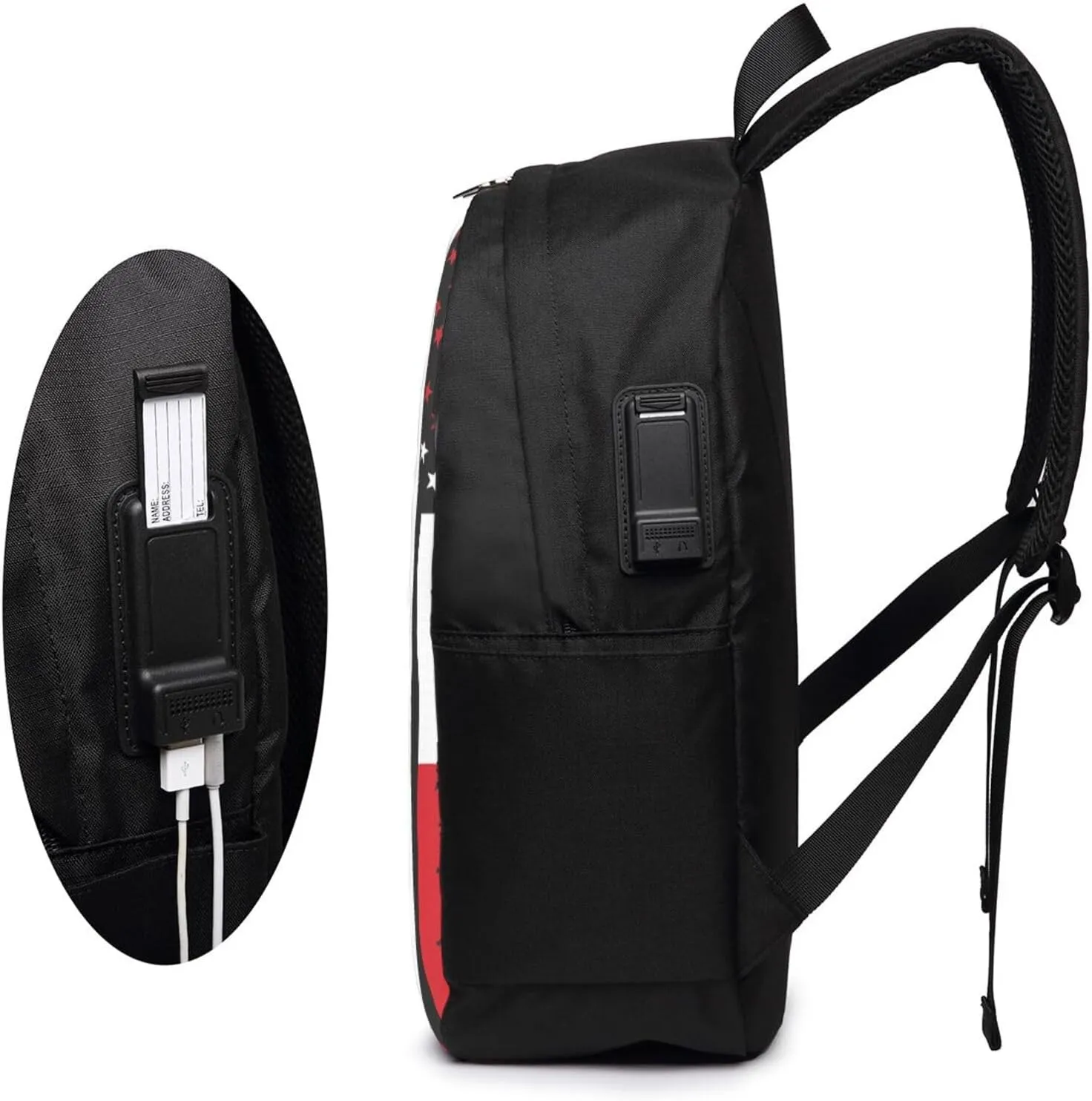 Peru Peruvian American Flag Laptop Backpacks Travel Backpack Casual Business Daypack Sport Rucksack Computer Bag Fits up to 17 Inch Notebook with USB Port