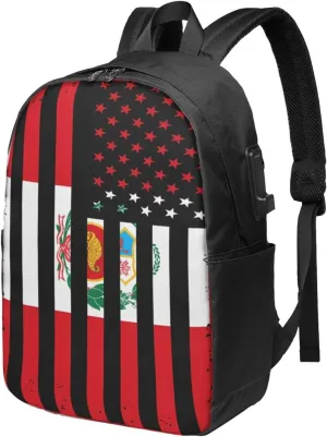 Peru Peruvian American Flag Laptop Backpacks Travel Backpack Casual Business Daypack Sport Rucksack Computer Bag Fits up to 17 Inch Notebook with USB Port