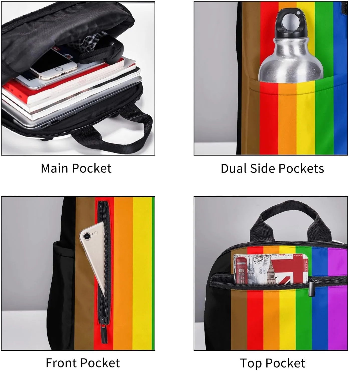 Philadelphia Pride Flag Travel Laptop Backpack Casual Backpacks Double Shoulder Daypack Notebook Rucksack Work Bags Sports Bag for Hiking Camping Beach
