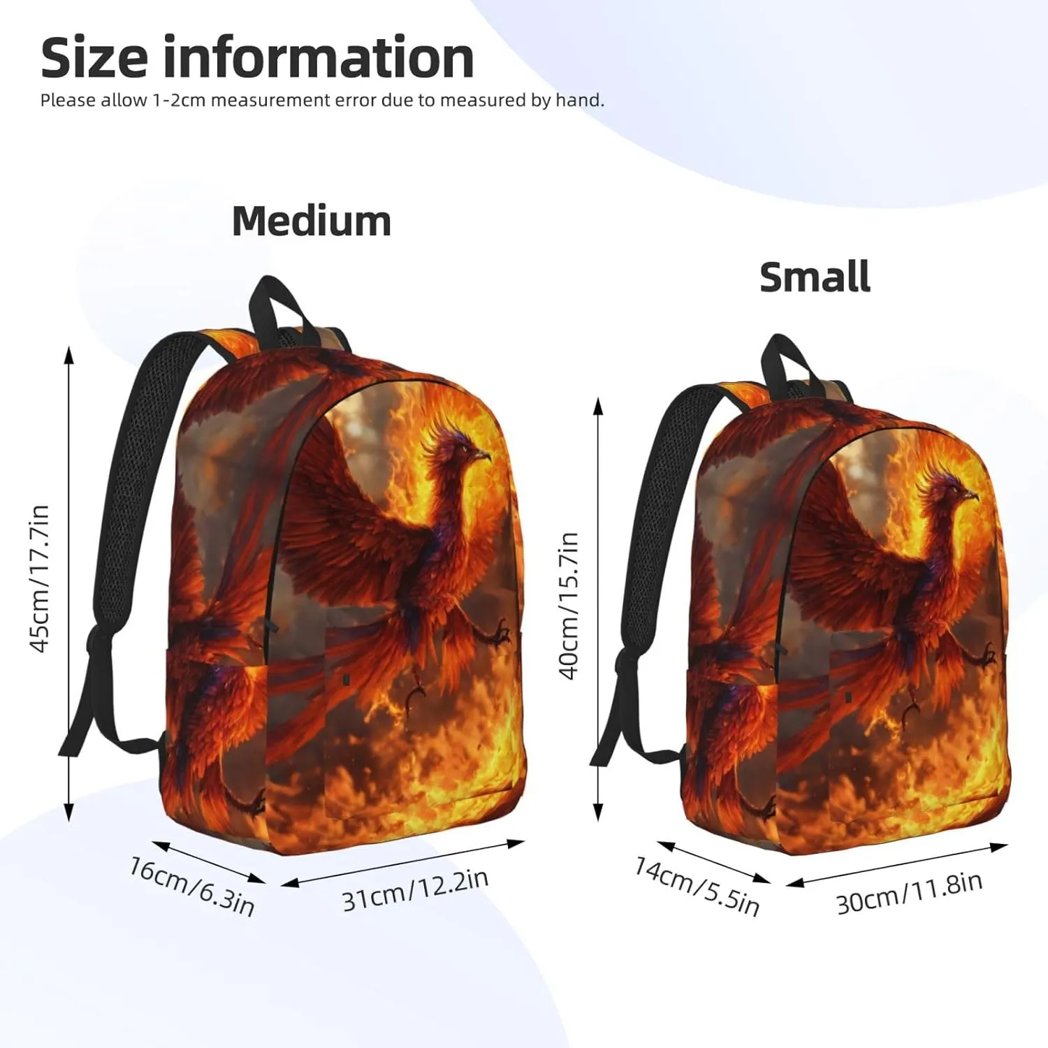 Phoenix print Backpack Travel Backpacks for Women Men College Backpack Computer Bag for Travel