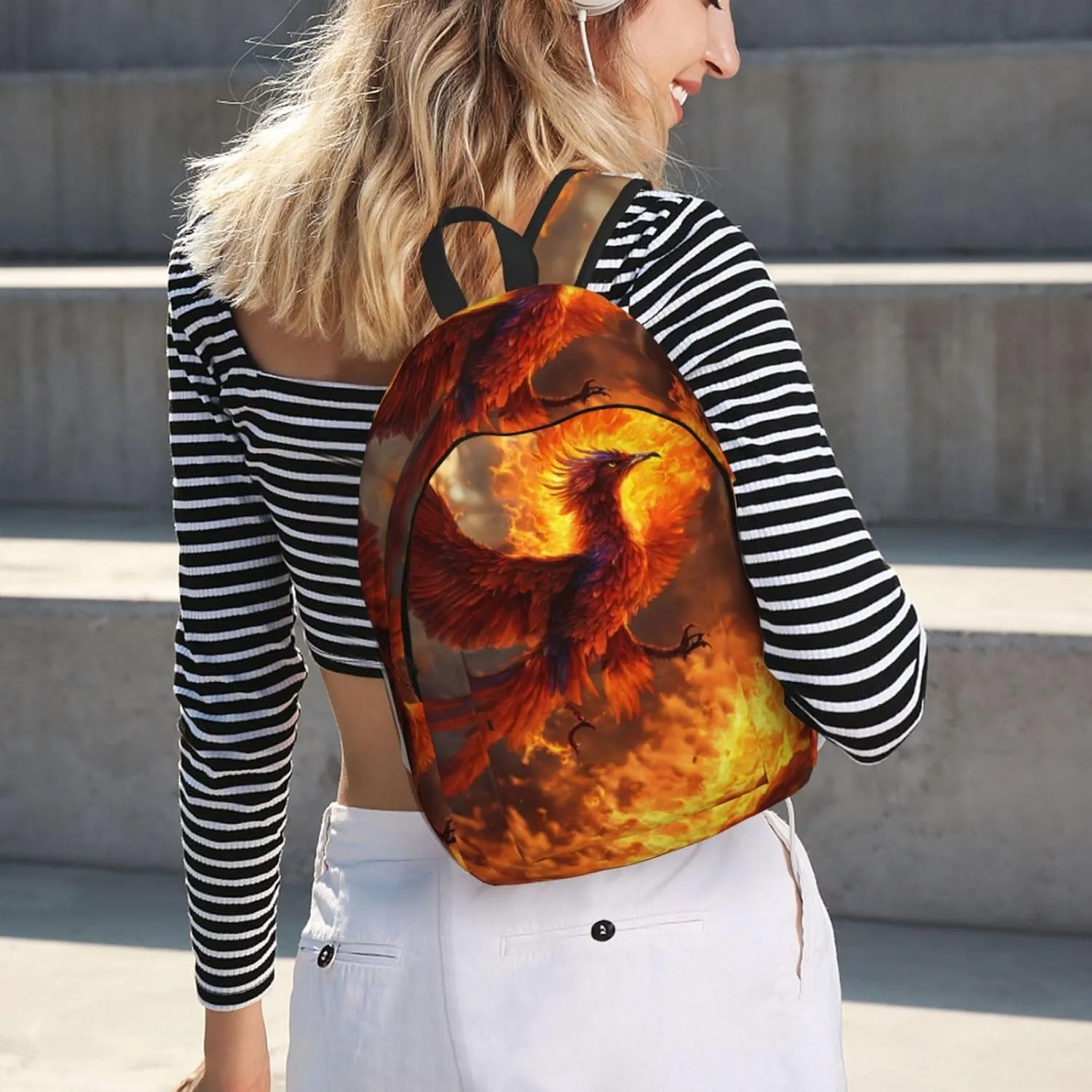 Phoenix print Backpack Travel Backpacks for Women Men College Backpack Computer Bag for Travel