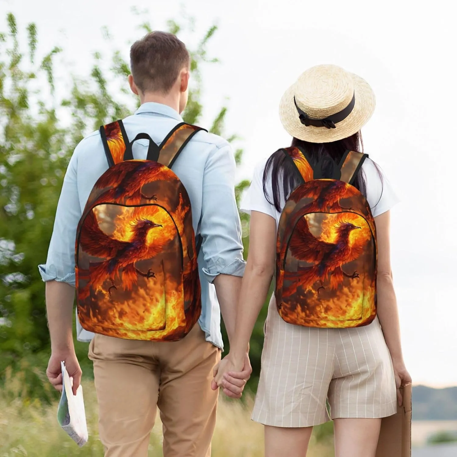 Phoenix print Backpack Travel Backpacks for Women Men College Backpack Computer Bag for Travel