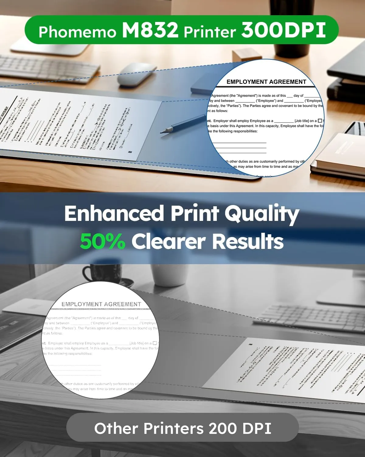 Phomemo Inkless Portable Printer, M832 Small Portable Printers Wireless for Travel, Bluetooth Mobile Thermal Printer for Phone Laptop, Support 8.5'' x 11'' and A4 Thermal Paper for Office Home School