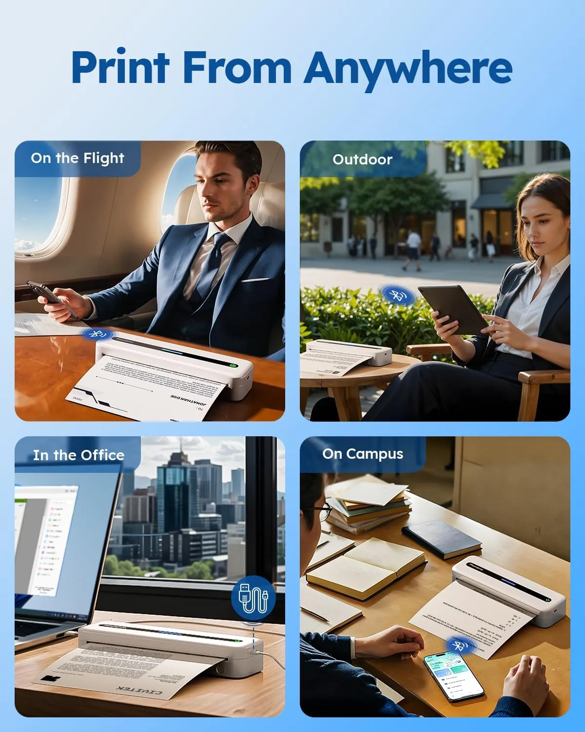 Phomemo Inkless Portable Printer, M832 Small Portable Printers Wireless for Travel, Bluetooth Mobile Thermal Printer for Phone Laptop, Support 8.5'' x 11'' and A4 Thermal Paper for Office Home School