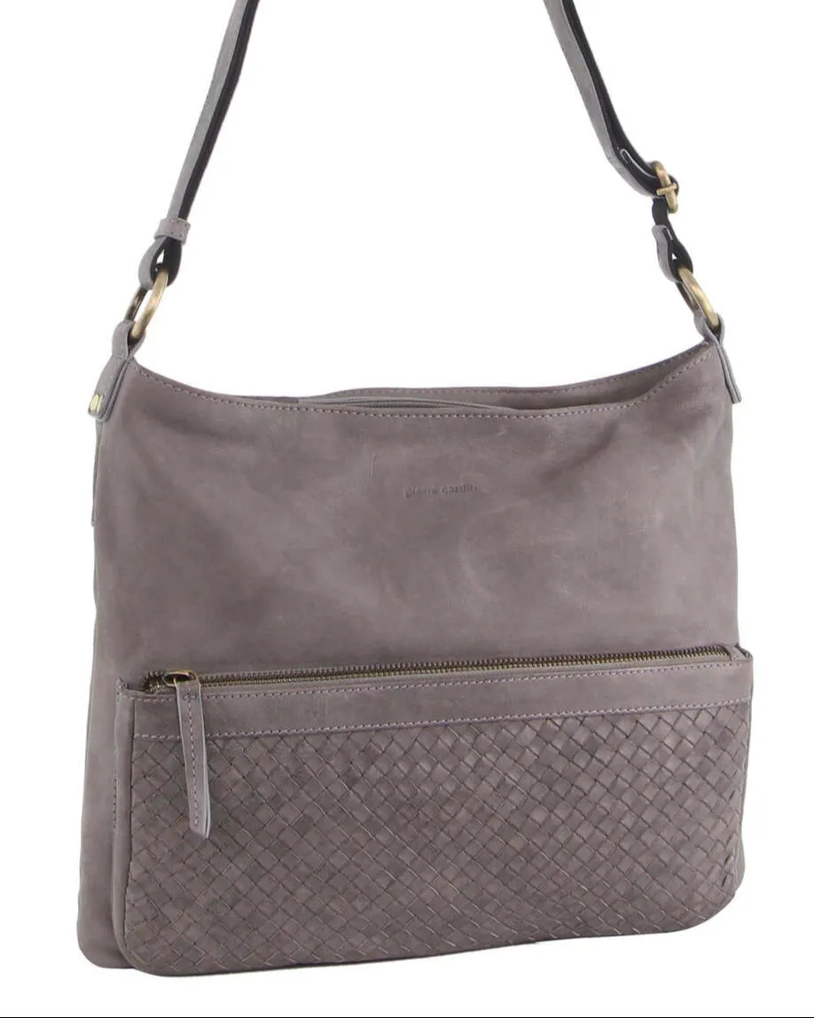 Pierre Cardin Woven Leather Ladies Cross-Body Bag Handbag - Sky Blue