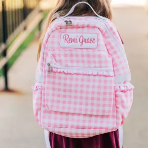 Pink Gingham Ruffles Backpack